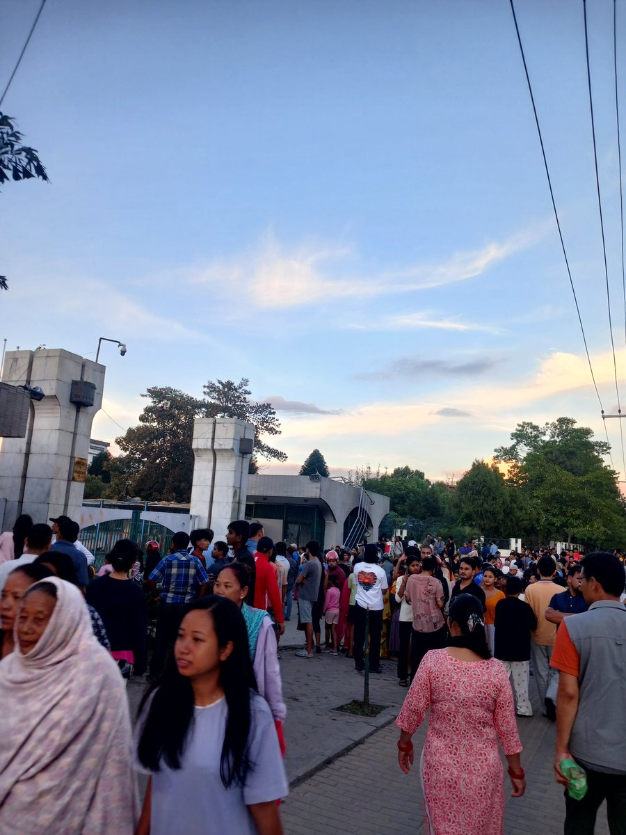 There is currently a crowd of people in Baneshwor to see the Parliament building, which was burned to ashes during the protest.